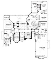 Margherita home plan showcases the beauty of European Tuscan style. The floor plan has 3752 SF of living area, four bedrooms and three and 1/2 bathrooms.