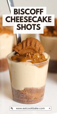 Biscoff Cheesecake shots are the perfect bite-sized desserts. A crunchy Lotus Biscoff biscuit base and a creamy Biscoff filling.