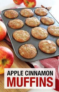 An easy apple cinnamon muffin recipe that is perfect for apple season. A perfect on the go breakfast for Fall. Make muffins from scratch in 30 minutes. #FallBaking #AppleRecipe #Muffins #AppleSeason #fromscratch