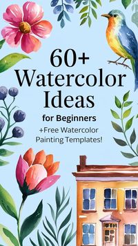 Dive into a world of color of Watercolor with 60+ Watercolor Painting Ideas, Easy Watercolor Tutorials and FREE painting templates! Download the free painting templates now and save this pin for future watercolor inspiration! #WatercolorInspiration #PaintingIdeas #WatercolorTutorials #FreePrintables #ArtProjects #DIYArt #PaintingTemplates #CreativeHobby #WatercolorArt #LearnToPaint