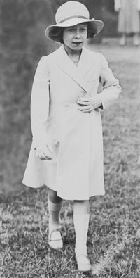 Princess Elizabeth of York attending a horse show. circa 1934.