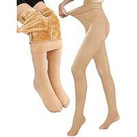 GTETKDE Women Fleece Lined Tights Fake Translucent Thermal Pantyhose High Waist Stretchy Winter Warm Sheer Leggings CoffeeL at Amazon Women’s Clothing store