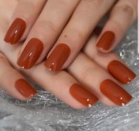 24 Autumn Glaze Burnt umber Medium Square press on Nails Glue on glaze orange | eBay