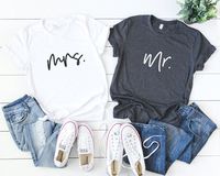 MRS and MR Shirts - Matching Couple Shirts - Wifey Hubby T-Shirts - Honeymoon Shirts - Wedding Gift Set - Newlywed Tee - Wife Husband Shirts