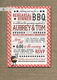 {Aubrey style} BBQ Rehearsal Dinner Invitation GINGHAM Country by digibuddhaPaperie