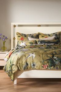 Colliere Velvet Floral Quilt by Anthropologie in Yellow, Size: QN TOP/BED