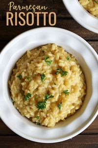 This creamy Parmesan Risotto is perfect as a first course or side dish. Serve it alongside a pan-seared steak, add scallops, or toss in mushrooms to make this a delicious meal.