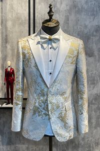 Zapaka Champagne Men's Prom Blazer Peak Lapel One Button Sequins Men's Jackets – ZAPAKA