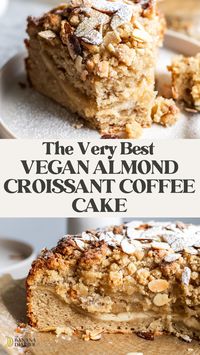 This deliciously “buttery” almond coffee cake is inspired by the classic almond croissant- with rich frangipane and “cream cheese” filling rippled throughout and a crunchy nutty almond vanilla streusel on top! Oh, and you’ll never believe it’s vegan and dairy free!