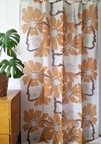 Vintage Off-white Floral Single Curtain // Flower Print Retro Curtain // 60s 70s Retro Scandinavian Panel - Etsy