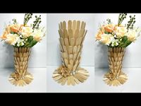 Popsicle stick flower vase craft idea | Flower vase from stick ice cream | Best out of waste craft - YouTube