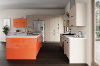 Orange Gloss Cream Matte Modern Kitchen Cabinets