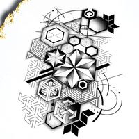 geometric pattern tattoo realistic 3d illustration