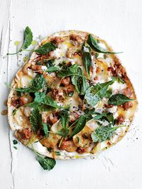 smoky eggplant, lamb sausage and potato pizza from donna hay magazine winter issue #87