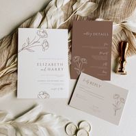 Want to have professional, elegant and timeless wedding stationery that doesn't blow out your budget? Then try this D.I.Y wedding bundle. Download the templates instantly and edit with Canva. This wedding stationery suite features a minimalist, brown/beige, earthy theme. Style ideas for text and image positions and background colours are provided. The Canva templates allow you to customise your wedding invitation suite with your own details and vibe of your special day. All you need to do is purchase, start editing in your Canva account, save and print at home yourself to save  or ask your local print shop for assistance.  What is included:  - Invitation template (5x7in)  - Details template (4x6in)  - RSVP template (5x3.5in) 2 colours - Save the date template (4x6in) optional double-sided