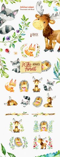 In The Forest. Watercolor Bundle by StarJam on @creativemarket