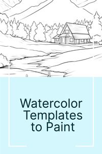 15 free to print Watercolor templates for beginners, Outdoor scenes printable templates, easy coloring pages, DIY Watercolor templates