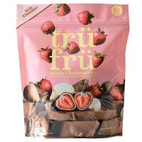 Trü Frü is sooo much more than just fruit and chocolate – it’s a naturally self-indulgent snack that is as equally healthy as it is obsessively delicious. Trü Frü's 100% real Strawberries are allowed to fully ripen on the vine before being hyper-dried fresh (our -60 degree chamber). This unique process enhances flavor by 10x while preserving 97% of the fruit's original nutrition! We then immerse our delicious hyper-dried   strawberries in a premium dark chocolate for a life changing light & crunchy snack. Our product is 54% Cacoa, Non-GMO, gluten-free, kosher, trans-fat free, made with only clean ingredients and sustainable chocolate, has no artificial flavors or colors, and has an extended shelf life of two years. Trü Frü is a 'permissible indulgence snack'. A perfect ingredient for y