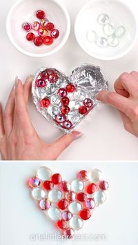 Celebrate all things hearts and love with this Valentine's themed glass bead heart suncatcher craft. These DIY suncatchers are SO PRETTY and really easy to make! It's a simple Valentine's Day craft for both kids and adults, and a fun way to use glass beads from the dollar store.