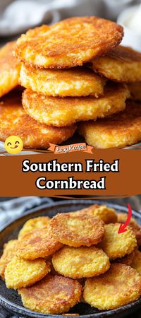 Enjoy a slice of the South with our Southern Fried Cornbread. This cornbread is crispy on the outside, soft on the inside, and has a touch of sweetness. It's the perfect companion to any Southern meal or a delicious treat on its own. #FriedCornbread #SouthernCuisine #ComfortFood