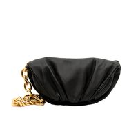 bum bag with chain in leather black