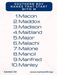 Southern boy names that start with M