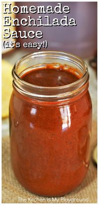 Homemade Enchilada Sauce ~ With just a few pantry staples & a handful of spices, you can have amazingly flavorful homemade enchilada sauce done in about 20 minutes. And yes, it's TOTALLY worth the homemade effort! www.thekitchenismyplayground.com