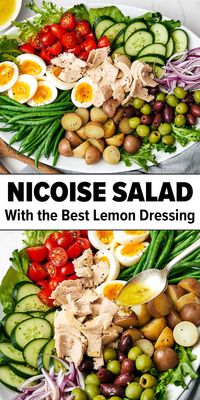 Niçoise salad is a classic French salad piled with fresh Mediterranean ingredients and a zesty lemon vinaigrette — perfect for a summer salad recipe!