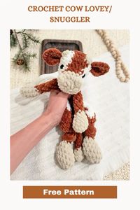 Knotted cow lovey/ snuggler easy written crochet pattern