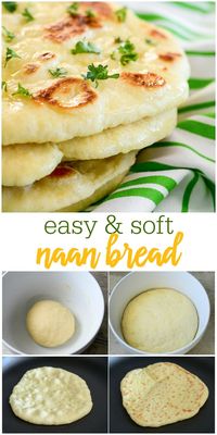 This homemade Naan Bread is soft, chewy, and simply delicious. You won't believe how easy it is to make and will want it as a side to every meal. #naan #naanbread #naanrecipe #bread