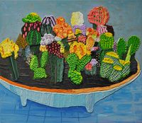 Cactus Still-life by Caroline Larsen, Oil on Canvas, 27 x 31 inches, 2013