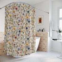 HANGING HOOKS NOT INCLUDED Welcome to our Boho Cottagecore Wildflower Shower Curtain, the perfect addition to elevate your bathroom decor! Crafted with love and inspired by the beauty of nature, this unique 71x74-inch shower curtain will transform your bathroom into a cozy, rustic retreat. 🌼 Nature-Inspired Beauty: Our shower curtain features a captivating wildflower design that adds a touch of Bohemian flair to your space. Embrace the Cottagecore aesthetic and surround yourself with the calmin