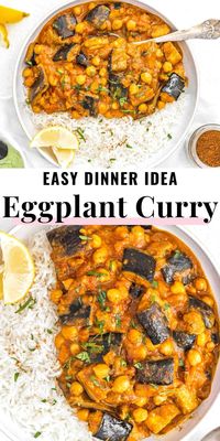 Buttery-tender eggplant cubes in a creamy and tasty curry sauce are a winning combination in this easy eggplant curry recipe.Serve it with white rice or naan bread for a balanced Indian-inspired dinner; it takes about 30 minutes to make.