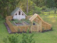 Chicken coop attached so they can enjoy the end of the harvest leftovers & fertilize at the same time.