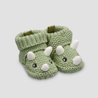 Keep your little one's feet cozy with this pair of Dino slippers from Just One You made by Carter's. An easy slip-on design and soft cotton yarn make these booties extra comfy and cozy. Extra cuteness is added with an embroidered Dino face with 3D elements.