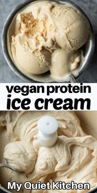 This Vegan Protein Ice Cream recipe is everything you want in a frozen dessert and more! Perfectly sweet and decadent with an ultra creamy texture, this vegan ice cream also packs in some serious protein thanks to silken tofu and nut butter. You can even make it nut-free with a simple swap. This dairy-free protein ice cream is sure to wow your taste buds and inspire other fun flavors!