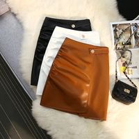 PU Leather Women Black Skirt 2021 Autumn Winter High Waist A-Line Short Skirt Korean Style Sexy Party Mini Skirts Bottoms 1 order