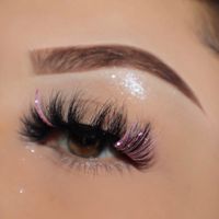 FEATURES 3D mink black with pink color & pink glitter on outer corner wispy lash flexible and lightweight band reusable up to 30+ with proper care Length: 17mm