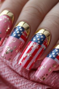 Explore the patriotic spirit with Pink Nail Ideas 2024! 💅🇺🇸 These USA Flag-themed designs are perfect for celebrating any occasion. Don't miss out on these trendy nail art ideas! 💅🎨 #NailArt #PinkNailIdeas2024 💖💅