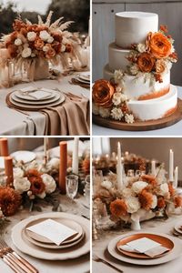 If you are looking for ideas to help you create your wedding color palette, then check out these beautiful rust orange wedding color ideas to help inspire you! This wedding color palette consists of rust orange, beige, and cream to make a color palette that looks absolutely stunning! | Wedding color schemes | Wedding color palettes | Wedding theme | Wedding theme ideas | Wedding colors | Wedding color inspiration | Wedding color ideas | Wedding themes | Wedding colors unique | Fall wedding color ideas | Winter wedding color ideas | Spring wedding color ideas | Summer wedding color ideas |