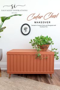 A thrift store Cedar Chest gets a modern twist using a fall-inspired custom paint and furniture trim. Perfect for adding character and charm to any room!