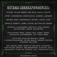 Discover the magick of Ostara with this comprehensive guide to correspondences. From colors to symbolic animals and spellwork, delve into the essence of the Spring Equinox celebration. Explore rituals and activities to welcome the season of renewal and growth.