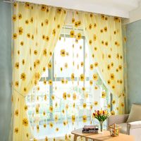 PRICES MAY VARY. Package Included - 2 panels sunflower sheer curtains and 2 curtain tiebacks Rope, each window curtain measures 39.4"wide x 78.7”length (100 x 200 cm). Suitable for rods with diameter less than 1.8inch. Material - made of high quality polyester fiber material, sheer but thick enough, allowing natural light in while provide some privacy, they are very beautiful and quality are great. These are the ideal option between light-blocking curtains and traditional sheers curtains. Sunflo