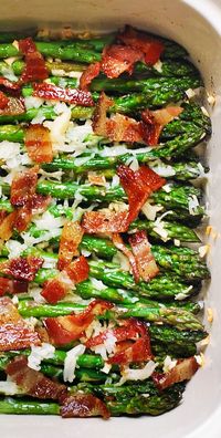 Holidays: Cheesy Baked Asparagus with Bacon