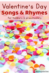 Fun Valentine's Day songs, poems, and rhymes for kids! Simple and easy to learn! Perfect for toddlers, preschoolers and kindergartners! Use at circle or music time in your preschool or daycare! #valentinesdaysongs #songsforkids #preschoolsongs #toddlersongs