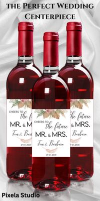 Cheers to the Future Mr & Mrs, Boho Luxury Wedding Wine Labels, Custom Bridal Shower Wine, Bridal Favors, Wedding Party