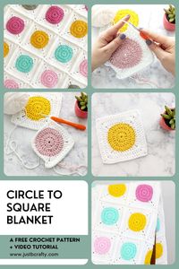 This circle to square granny square is a fresh take on the classic granny square which results in a more modern flair to a cherished classic! #circlegranny #grannysquare #circletosquare