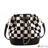 Bird in Bag - New plaid bucket chain bag bag single shoulder women's bag casual fashion small crossbody bag car stitching line diamond bag