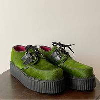 Incredible Double Platform Marty Creeper Underground Loafers In Collaboration With Molly Goddard. Made With Green Genuine Pony Hair. Excellent Preowned Condition. They Come In Original Box And With Dust Bag. Size Uk 7 So They Fit Like A Us 9.