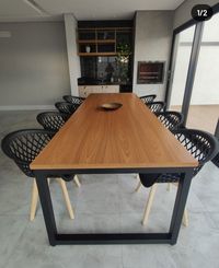 Mesa Estilo Industrial - Jantar E Área Gourmet- (2,00x90) | Parcelamento sem juros